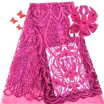 

2019 beads Latest French Nigerian Laces Fabrics High Quality Tulle African Laces Fabric Wedding African French Tulle Lace