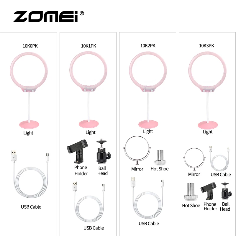 ZOMEI 10 дюймов ZM128 живое наполнение свет красивое кольцо свет затемнение с подставкой для телефона светодиодный кольцевой свет 7,5 Вт зеркало для макияжа фото свет
