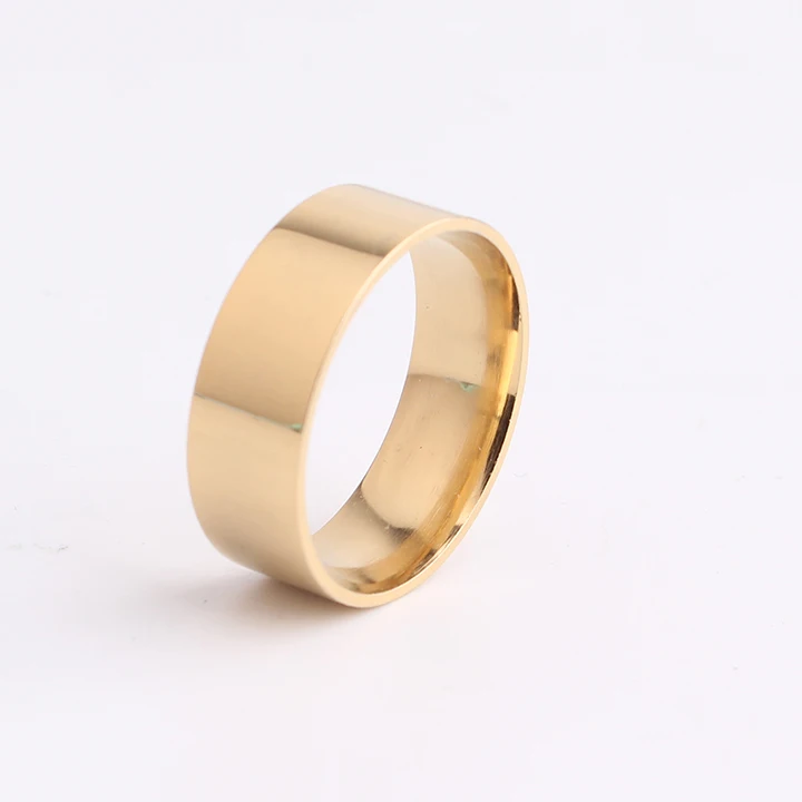 8 мм Гладкие кольца золотого цвета Толщина 316l из нержавеющей стали для мужчин и женщин оптом