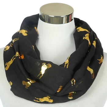 

FOXMOTHER New Fashionable Lightweight Foil Gold White Black Horse Scarves Snood Ring Scarf Foulard For Women Ladies Dropshipping