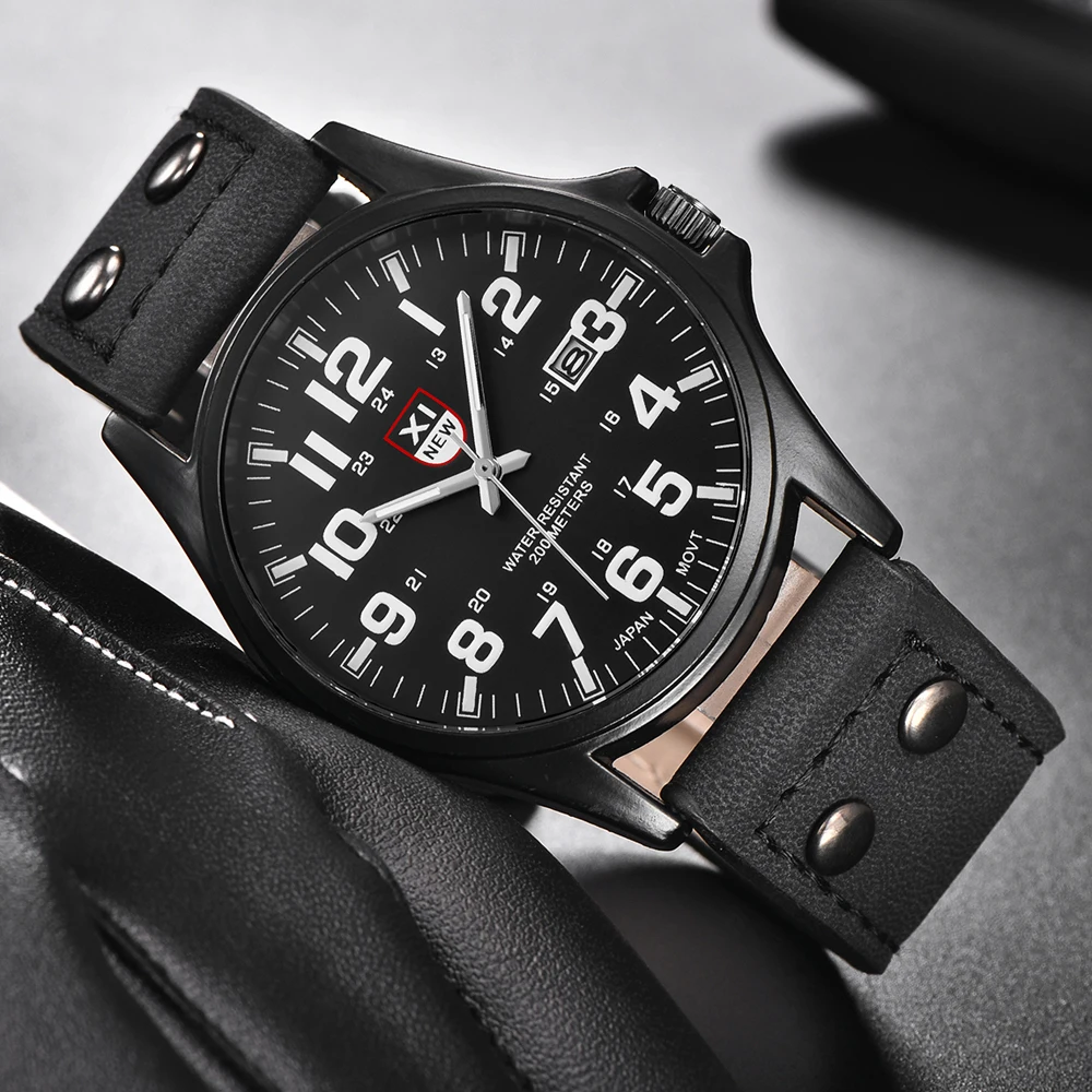 

1pc / lot New Watches Men Military Army Sports Gifts Watch Mens Casual Fashion Leather Calendar Vintage Wristwatchs Reloj Hombre