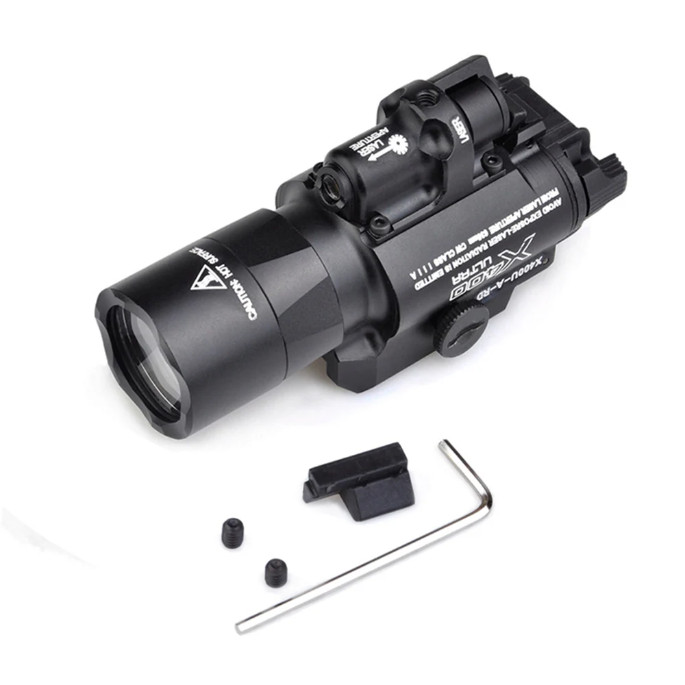 Wadsn Surefir Ultra Laser Vermelho Led Lanterna Tática Caça Arma 20mm Picatinny Weaver Ferroviário X400u Luz 3 led lanterna tática x400u caça arma lanterna