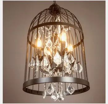 

American Village industrial loft style retro iron crystal Birdcage pendant lamp D35*H60CM
