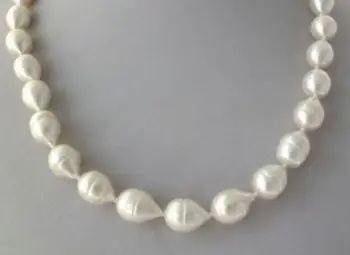 

shipping>>>>REAL ELEGANT 18" SOUTH SEA 11-13MM WHITE BAROQUE PEARL NECKLCE 14KGP GOLD CLASP
