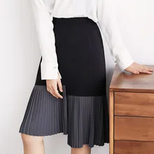 Винтажная Лоскутная Женская плиссированная юбка хитового цвета, элегантная Асимметричная Женская юбка с высокой талией, юбки средней длины Saia