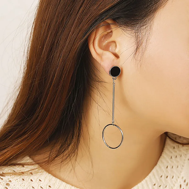 

New Round Circle Geometric Earrings For Women Silver Color Long Hollow Drop Earrings Fashion Brincos For Women Wholesale