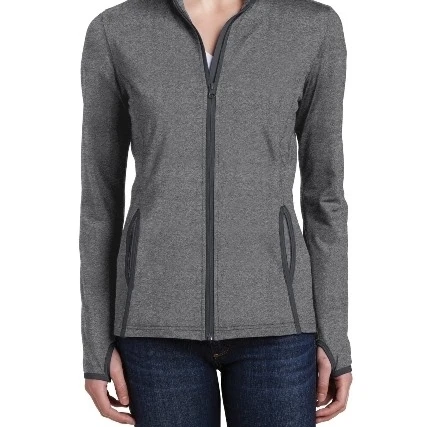Sport-Tek LST853 Ladies Sport Wick Stretch Contrast Full Zip Jacket Charcoal Grey Heather & Charcoal Grey - Extra Small (1)
