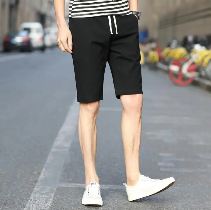 High quality 2019 Summer Casual Slim Teenagers Drawstring elastic waist breathable short solid youth men's beach shorts M-4XL High quality 2019 Summer Casual Slim Teenagers Drawstring elastic waist breathable short solid youth men's beach shorts M-4XL