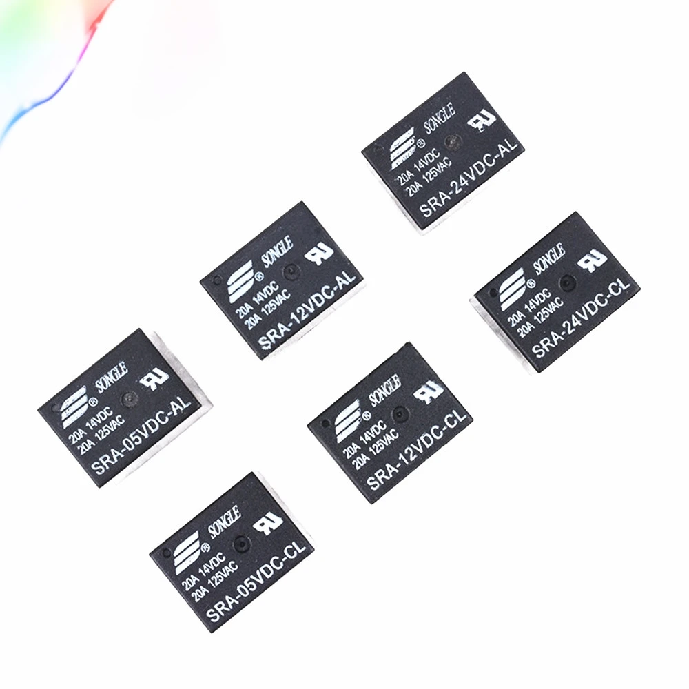 5 шт. В 12 24 постоянного тока 20A DC Мощность реле SRA-05VDC-CL SRA-12VDC-CL SRA-24VDC-CL 5Pin PCB Тип в