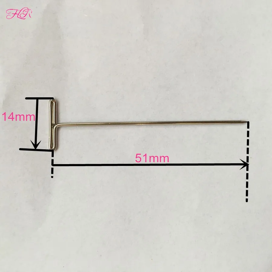 Т-образная шпилька для фиксации парика на подушечка из ткани парика-накладка инструменты для изготовления 50 шт./партия 14 мм Ширина 51 мм длина
