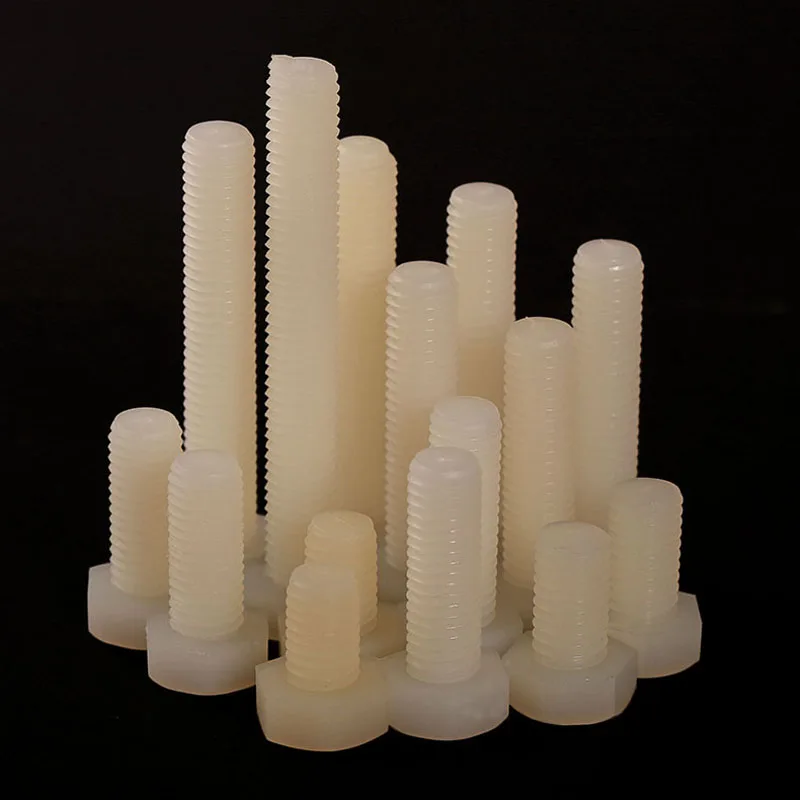 

M10 DIN933 Nylon Hex Bolts, Hex Screws,Plastic Screws, Insulated Plastic Screws M10*15/20/25-100mm