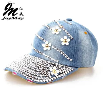 

High quality Wholesale Retail JoyMay Hat Cap Fashion Leisure Rhinestones Vintage Flower Cotton CAPS Unisex Baseball Cap B019