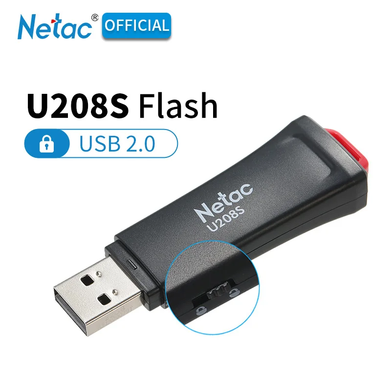 Netac U208S USB 2 0 записываемый защищенный флеш накопитель черный 8 ГБ 16 32 пластиковый