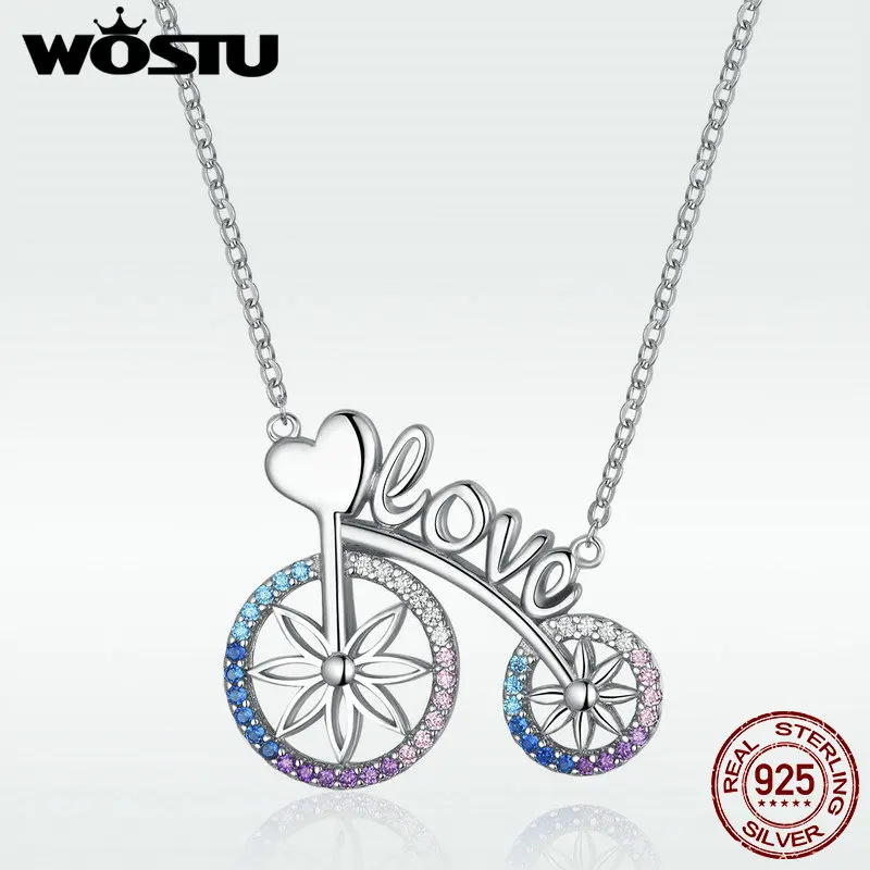 WOSTU 100% Стерлинговое Серебро 925 пробы красочные ожерелья с сердечками для