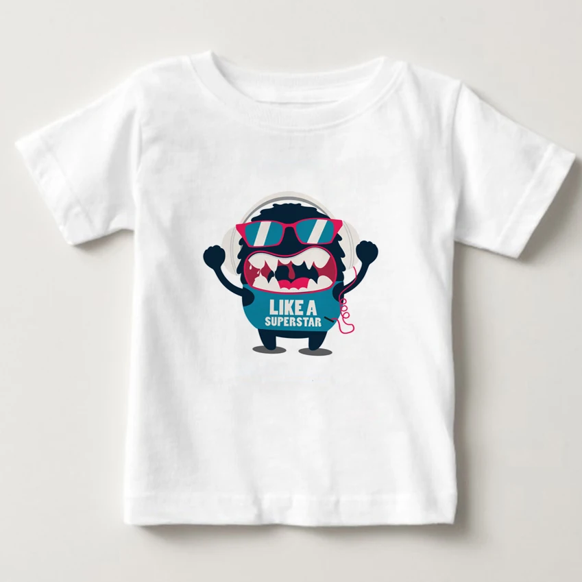 

2018 HOT sale T-shirts cartoon Music monster children cool t shirts kids summer tops boy tops tees girl Short Sleeve t shirt NN