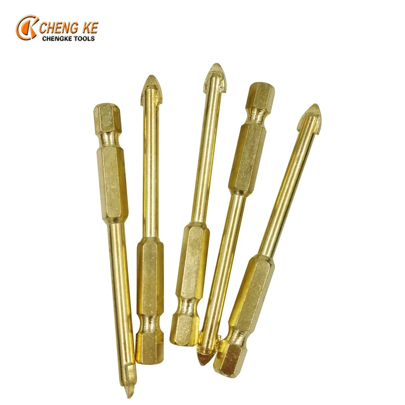 

CHENG KE 5Pcs/Set ceramic glass drill bit 6mm professional tumgsten steel with 1/4" Hex Shank antiskid design drill bit