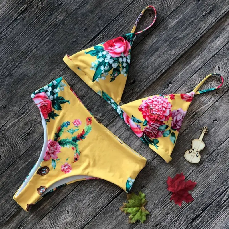 

Newly 1 Set Women Elasticity Printing Swimsuit Swimwear Bikini Fashion for Beach Holiday Bathing BFE88