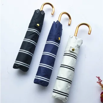

Quality light sunshade umbrella rain women men sun 190g portable stripe lace hook three fold umbrella Female Windproof Paraguas