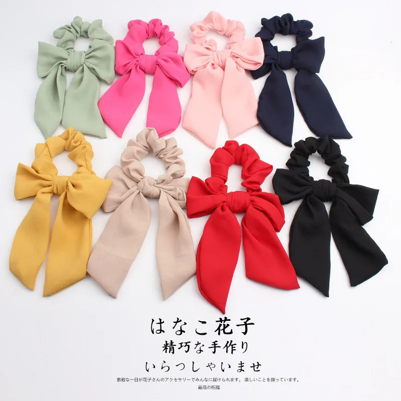 

Free shippping Fashion women Solid chiffon ribbon hair scrunchies lovely gum elegant Hair Tie Accessories sweet Ponytail Holder