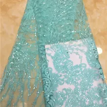 Мятно-зеленая французская африканская кружевная ткань, гипюр, расшитый блестками, хлопковый шнур, тюль, нигерийская Тессу, сетка, индийское кружево для свадебного платья X12