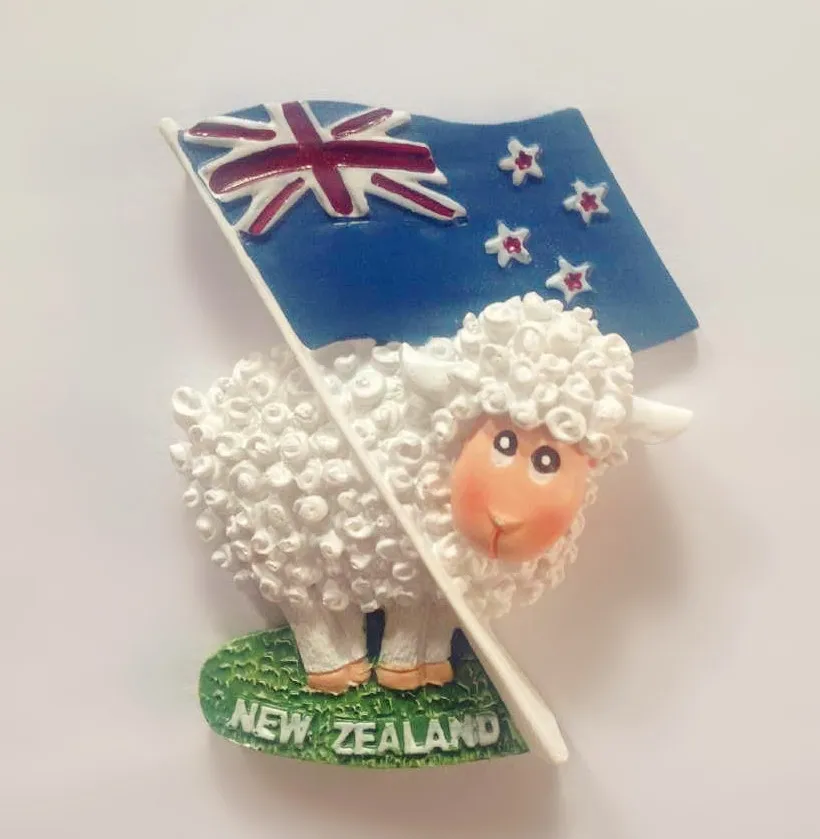 Cute Sheep New Zealand Flag World Tourism Souvenir Fridge