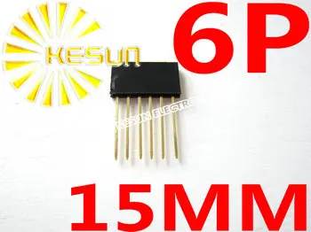 

100PCS 2.54MM 6Pin 15MM Long Needle Female Pin Header Strip Stackable Header