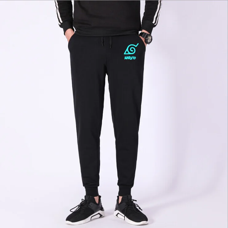 Аниме Наруто, цельные спортивные штаны, мужские повседневные Модные хлопковые брюки в стиле хип-хоп, эластичные мужские брюки-карандаш