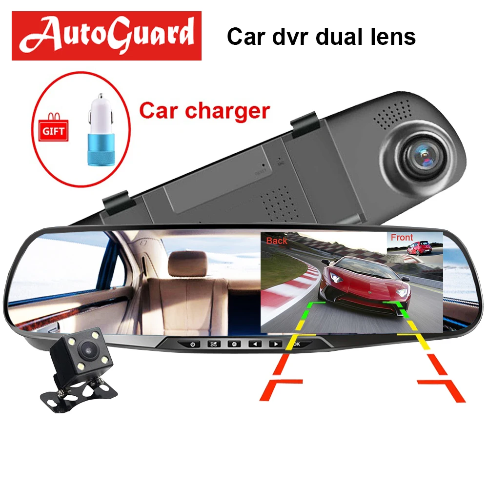 2019 Original Car DVR With Rearview Mirror Camera Dash Cam 4.3Inch Full