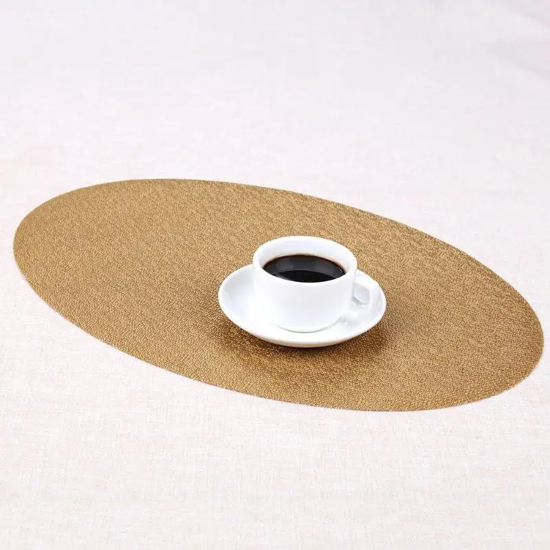 

4pcs 45*30cm PVC Placemats Heat Insulation Non Slip Table Mat Oval Placemats Waterproof Tablecloth Coaster Pad Dinner Table Pad