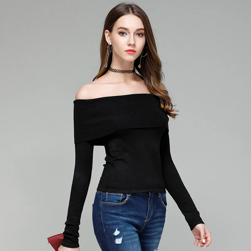 SheeYon Women's slim slash-neck sweater 