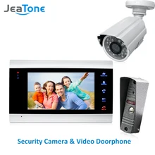 JeaTone 4 Wired Video Door Phone Intercom Doorbell Home Security System Door Speaker Call Panel+7 inch Monitor +1200TVL Camera