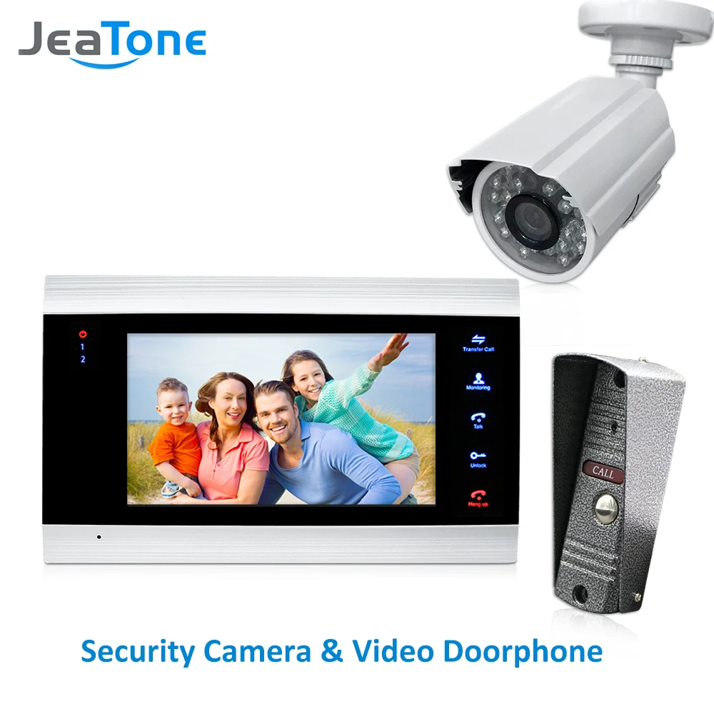 JeaTone 4 Wired Video Door Phone Intercom Doorbell Home Security System Door Speaker Call Panel+7 inch Monitor +1200TVL Camera JeaTone 4 Wired Video Door Phone Intercom Doorbell Home Security System Door Speaker Call Panel+7 inch Monitor +1200TVL Camera