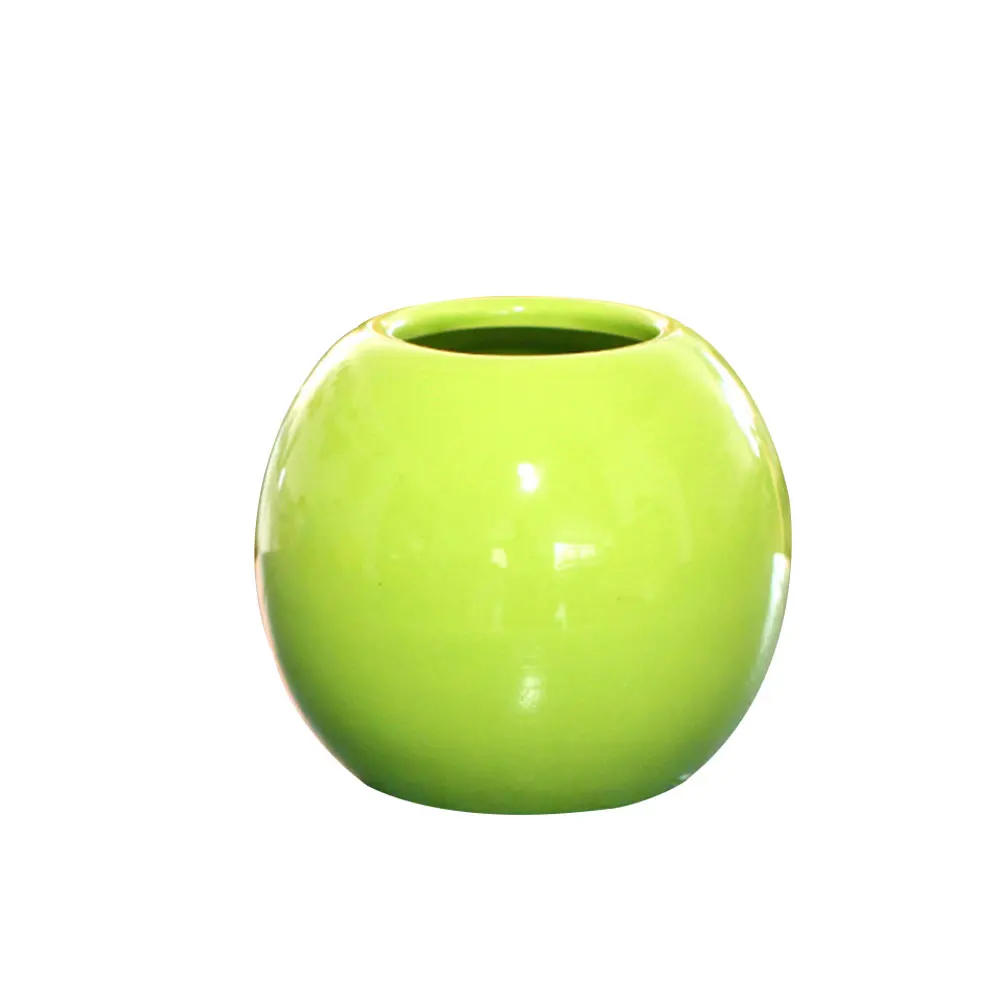 Мини ваза круглый шар керамическая керамика цветочный горшок завод офисное украшение творческий - Цвет: green