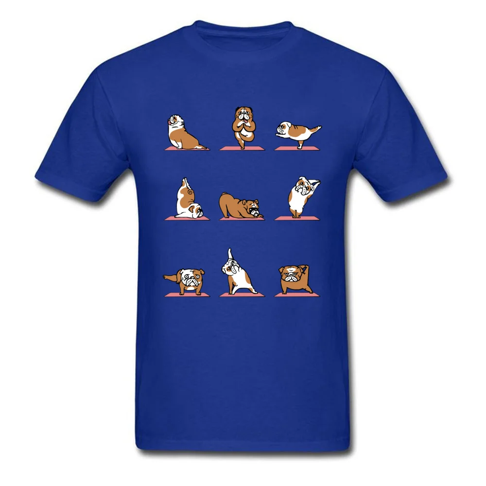 Tops Tees English Bulldog Yoga Summer 2018 New Printed Short Sleeve Pure Cotton Crew Neck Men T-shirts Printed T-shirts English Bulldog Yoga blue