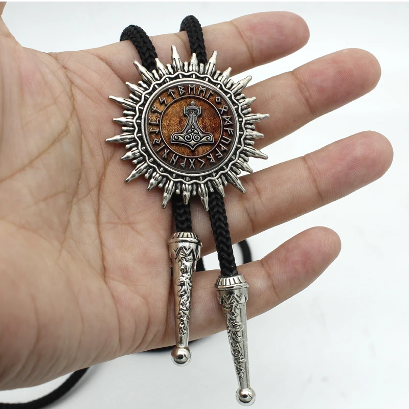 

BOLO-0035 New Arrival Comics Thor's Hamme Western Bolo Tie The Dark World Norse Scandinavian Runic Necklace Viking Jewelry