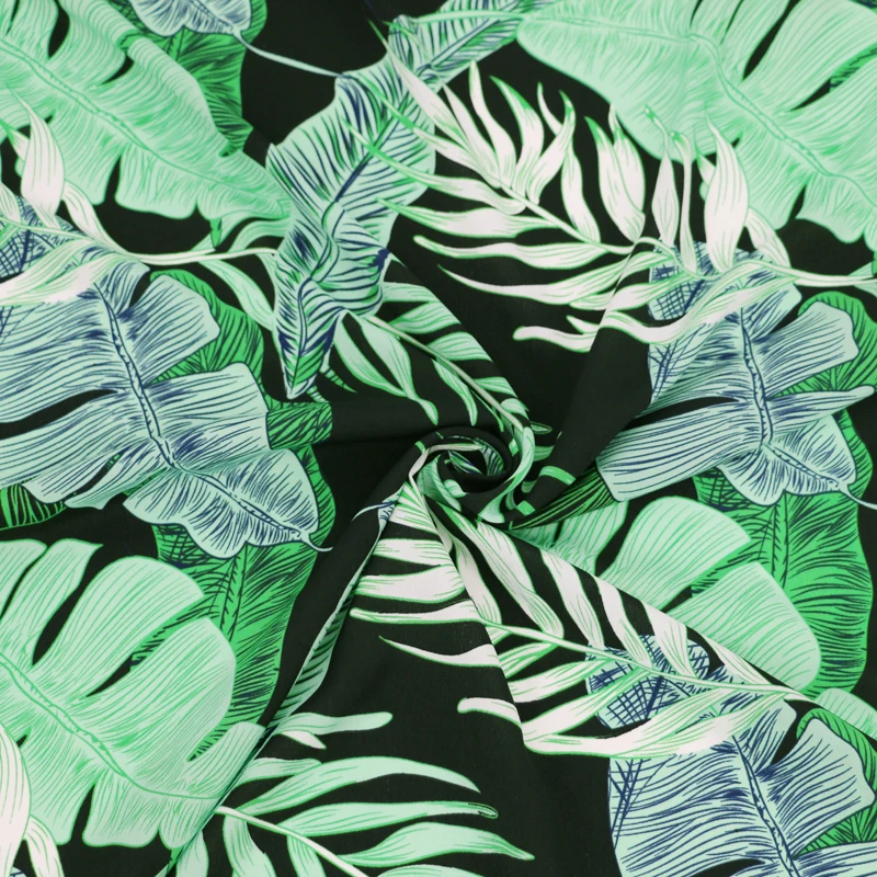 100 см* 148 см зеленая Пальма банановый лист с принтом полиэстер шифоновая ткань для платья Сделай Сам шитье детская одежда пэчворк tissu