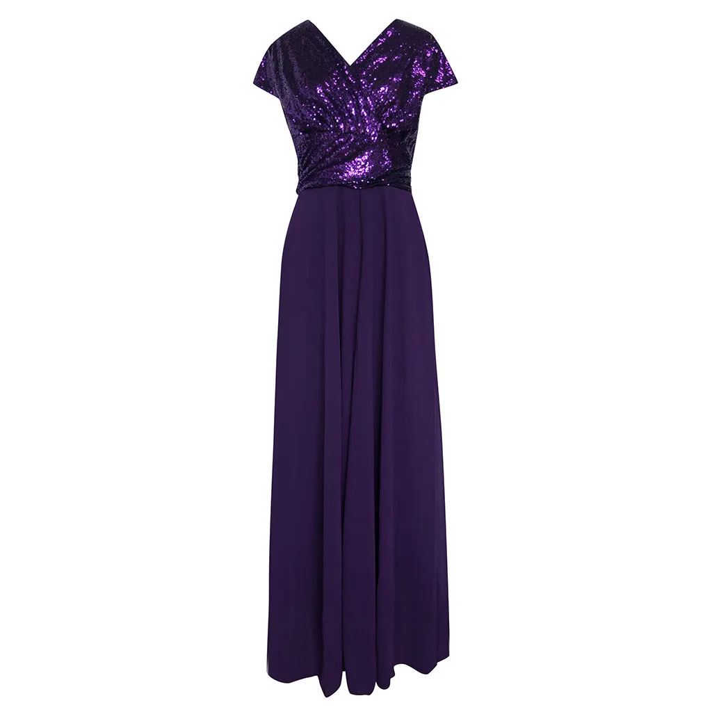 JAYCOSIN, новое летнее женское платье, модное, короткий рукав, глубокий v-образный вырез, с блестками, из кусков, элегантное, вечернее платье, robe femme 19jun26