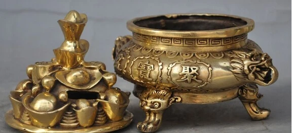 Ymying 1020 + 6 &quotКитайский дракон из латуни головы yuanbao богатство сокровищ чаша