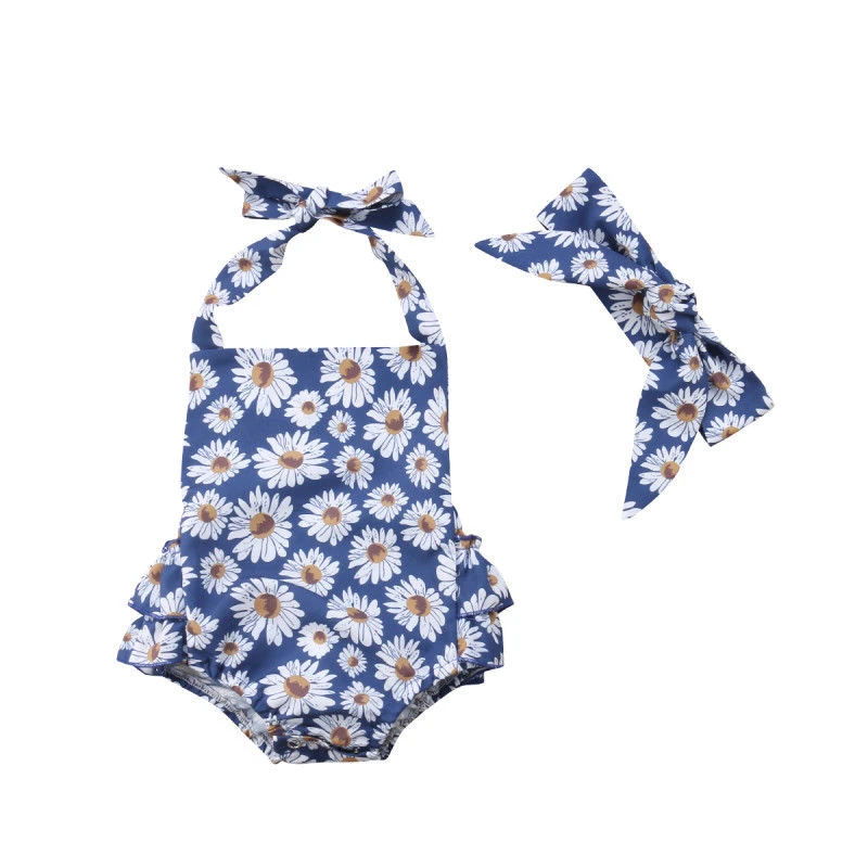 

Adorable Newborn Clothes Floral Clothing Girls Floral Sleeveless Bodysuit Jumpsuit Playsuit Headband Girls Sunsuit Outfits 0-24M