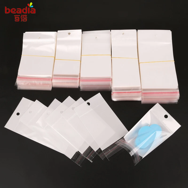 Hot Three Layer Hang Hole White Color Transparent Self Adhesive Plastic Storage OPP Packing Bag Five Sizes 100pcs/Bundle Gift