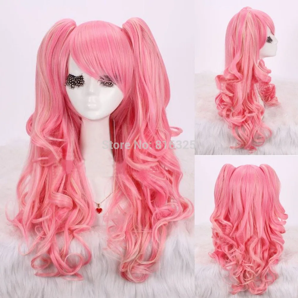 

FREE SHIPPING>****^^ Wholesale 32056 >Lolita Kawaii Pink Long Wave Curly Cosplay Anime Wigs Artificial hair