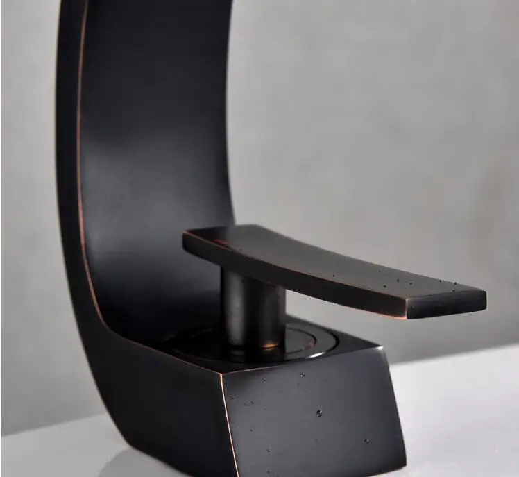 Black Baking Paint Copper Faucet C-shaped Faucet Electroplating Black Bathroom Sanitary Faucet free shipping