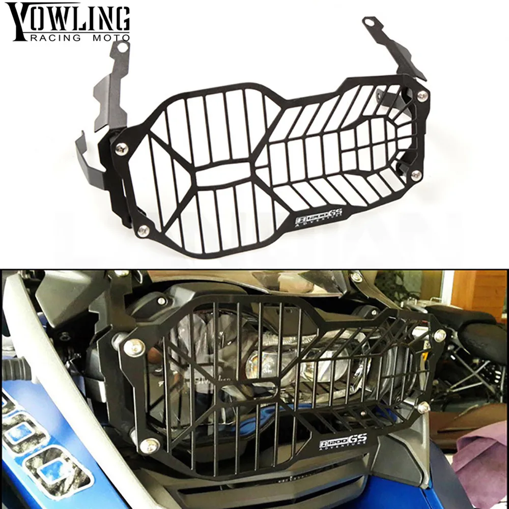 

Motorcycle Headlight Grille Guard Cover Black Transparent Front Lamp Lens Protector for BMW R1200 GS Adventure ADV 2013 - 2016