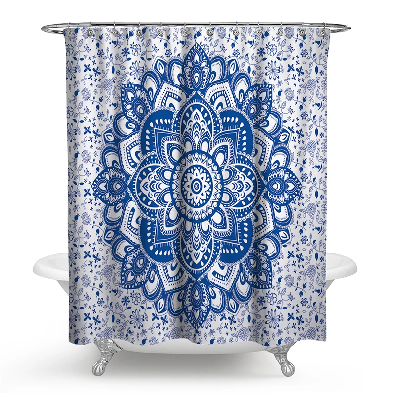 

Polyester Shower Curtain 3D Printed Indian Mandala Shower Curtain Bath Screens Scenery Waterproof Bathroom Curtain 180x180cm