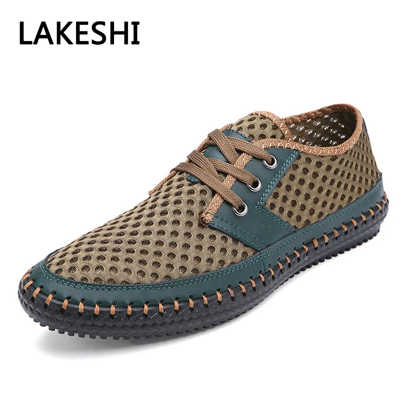 

2018 Men Sandals Mesh Summer Men Shoes Lace-Up Breathable Men Casual Shoes Plus Size 44 45 46