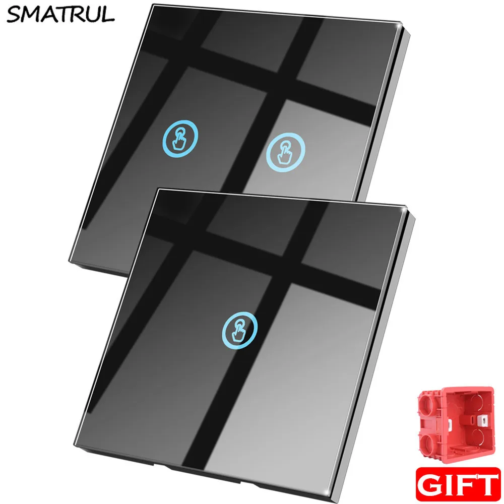 

SMATRUL touch Wall Switch on off Light led Lamp Crystal Glass Screen Panel 1 2 3 gang AC 110V 220V 240V Sensor