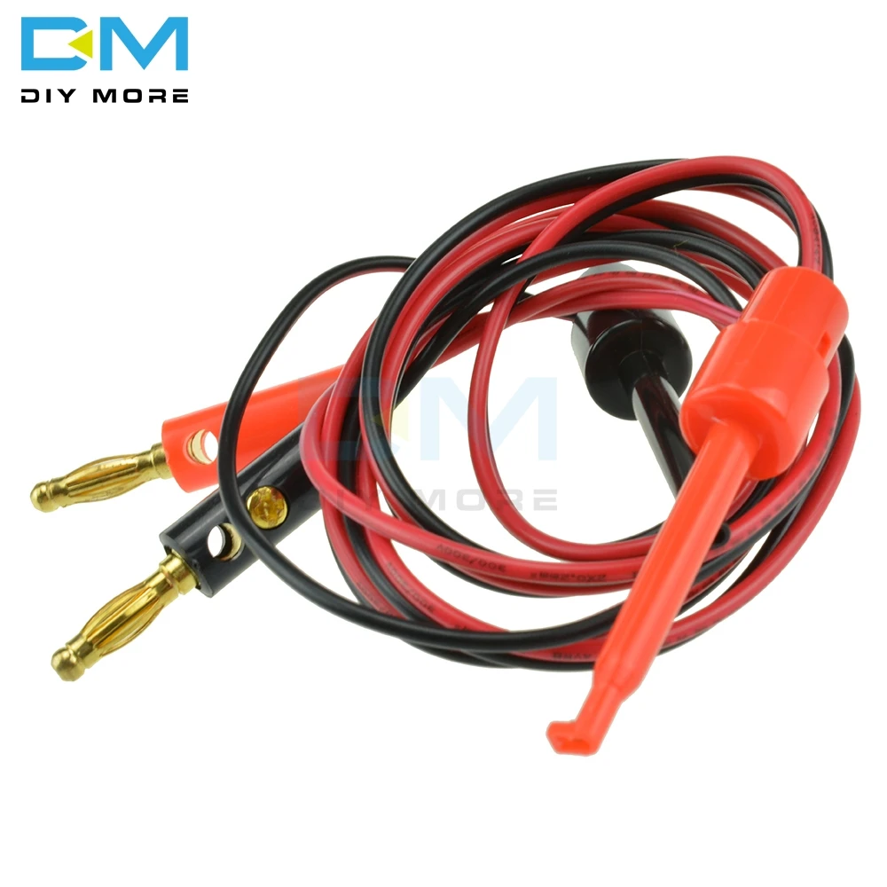 1 Pair Red & Black Small Test Hook Clip to Banana Plug For Multimeter Lead Cable 1 Pair Red & Black Small Test Hook Clip to Banana Plug For Multimeter Lead Cable