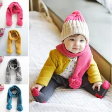 Зимний теплый шарф с двумя шариками, Детские шарфы для шеи, вязаный шарф с воротником для мальчиков и девочек 2-6 лет, LXH для малышей