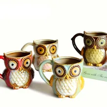 3D Animal Cute Owl Mugs 300ml Cartoon Coffee Mug Ceramic Milk Tea Cups Breakfast Morning Coffee Mug Funny Gift Collection
