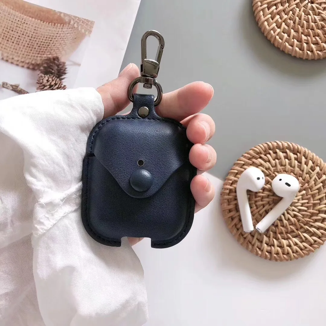 Роскошный кожаный деловой чехол для наушников Apple Airpods 2 аксессуары Air Pods мягкая
